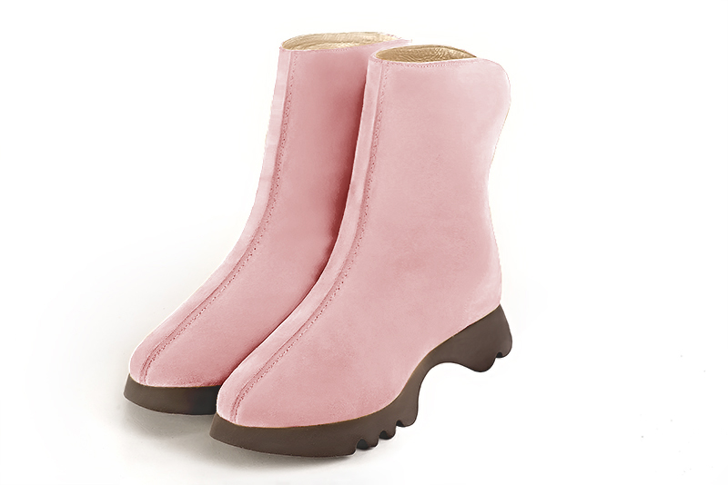 Light pink women's ankle boots with a zip at the back.. Front view - Florence KOOIJMAN